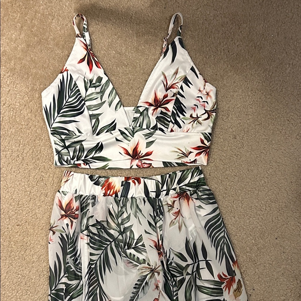 Amazon Women's Tropical Floral Two Piece (shirt & skirt)